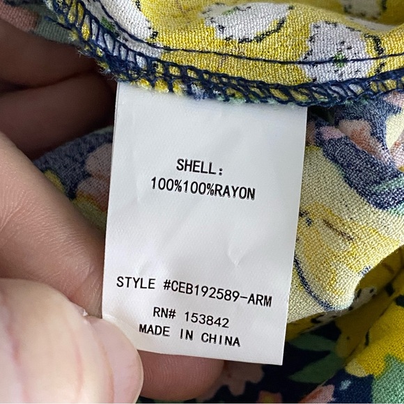 NEW Melloday Faux Wrap Mixed Floral Print Maxi Skirt Small Yellow Blue Tie Back - Picture 8 of 10